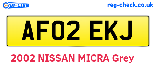 AF02EKJ are the vehicle registration plates.