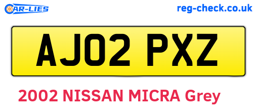 AJ02PXZ are the vehicle registration plates.
