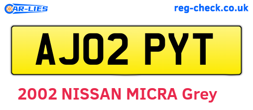 AJ02PYT are the vehicle registration plates.