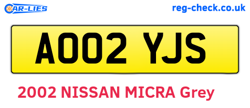 AO02YJS are the vehicle registration plates.