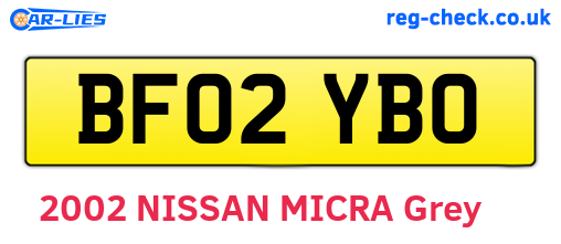 BF02YBO are the vehicle registration plates.