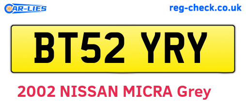 BT52YRY are the vehicle registration plates.