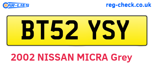BT52YSY are the vehicle registration plates.