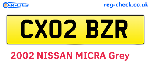 CX02BZR are the vehicle registration plates.