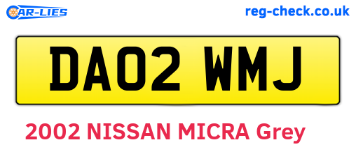 DA02WMJ are the vehicle registration plates.