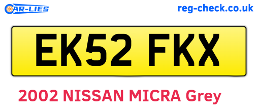 EK52FKX are the vehicle registration plates.