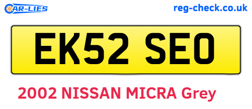 EK52SEO are the vehicle registration plates.