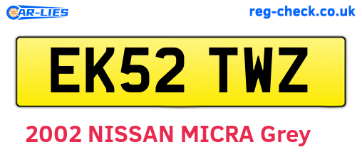 EK52TWZ are the vehicle registration plates.