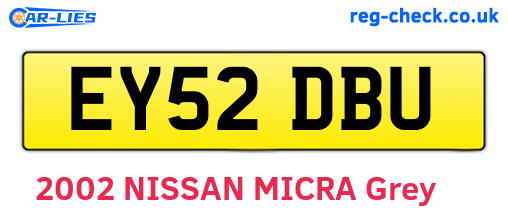 EY52DBU are the vehicle registration plates.