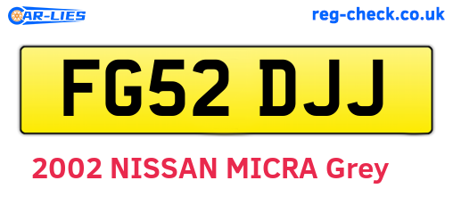 FG52DJJ are the vehicle registration plates.