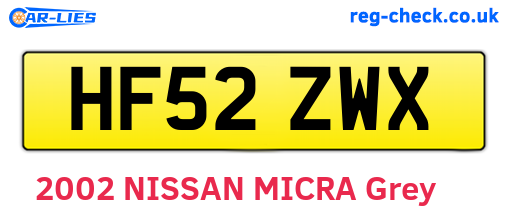HF52ZWX are the vehicle registration plates.