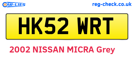 HK52WRT are the vehicle registration plates.