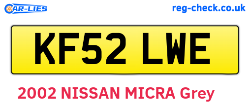 KF52LWE are the vehicle registration plates.