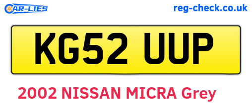 KG52UUP are the vehicle registration plates.