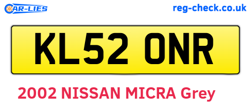 KL52ONR are the vehicle registration plates.
