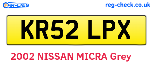 KR52LPX are the vehicle registration plates.