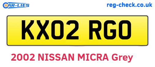 KX02RGO are the vehicle registration plates.