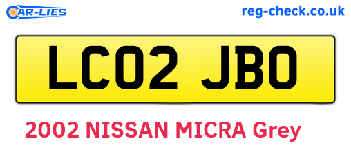 LC02JBO are the vehicle registration plates.
