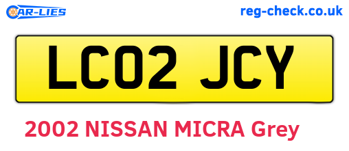 LC02JCY are the vehicle registration plates.