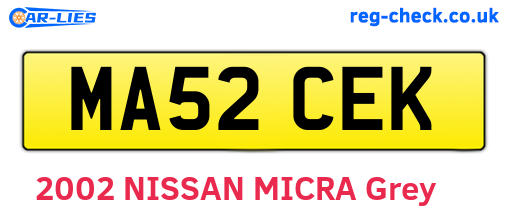 MA52CEK are the vehicle registration plates.