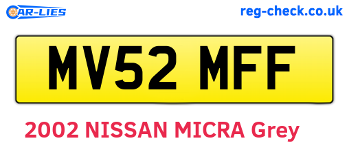 MV52MFF are the vehicle registration plates.