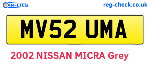 MV52UMA are the vehicle registration plates.
