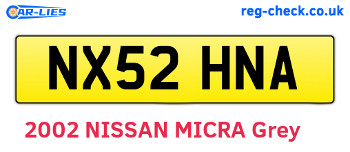 NX52HNA are the vehicle registration plates.