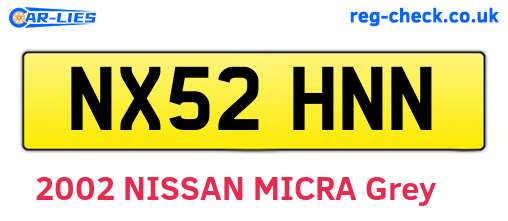 NX52HNN are the vehicle registration plates.