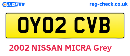 OY02CVB are the vehicle registration plates.