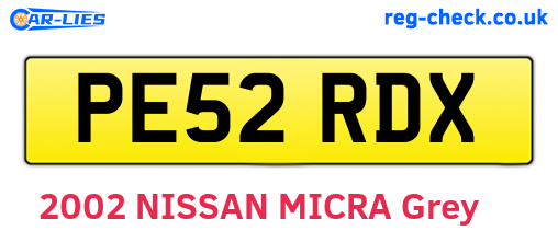 PE52RDX are the vehicle registration plates.