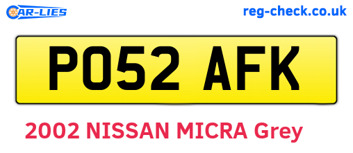 PO52AFK are the vehicle registration plates.