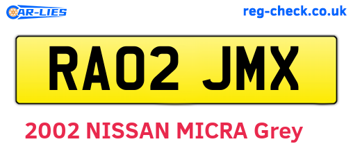 RA02JMX are the vehicle registration plates.