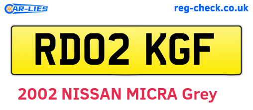 RD02KGF are the vehicle registration plates.