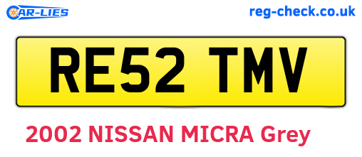 RE52TMV are the vehicle registration plates.