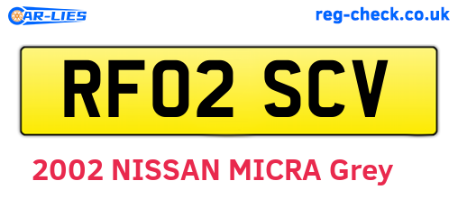 RF02SCV are the vehicle registration plates.