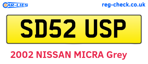 SD52USP are the vehicle registration plates.