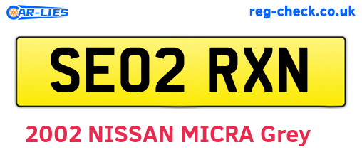 SE02RXN are the vehicle registration plates.
