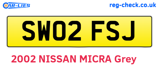 SW02FSJ are the vehicle registration plates.