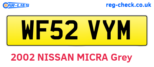 WF52VYM are the vehicle registration plates.