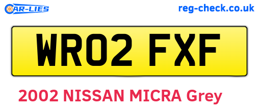 WR02FXF are the vehicle registration plates.