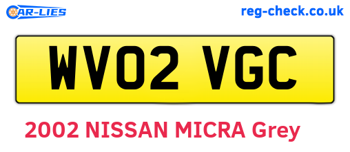 WV02VGC are the vehicle registration plates.