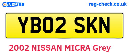 YB02SKN are the vehicle registration plates.