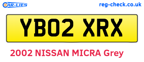 YB02XRX are the vehicle registration plates.