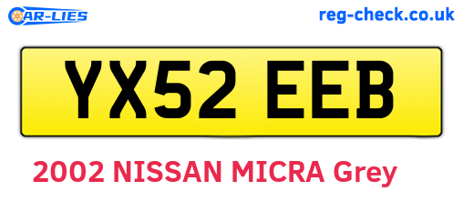 YX52EEB are the vehicle registration plates.