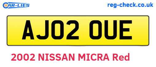AJ02OUE are the vehicle registration plates.