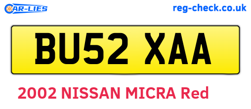 BU52XAA are the vehicle registration plates.