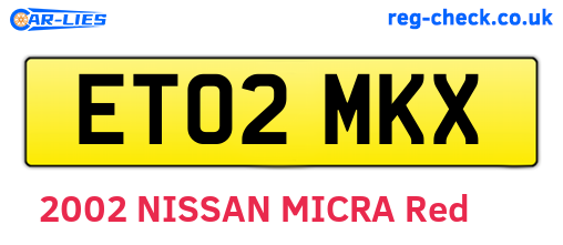 ET02MKX are the vehicle registration plates.