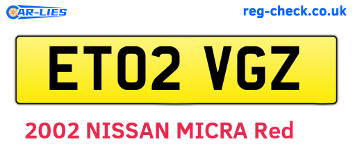 ET02VGZ are the vehicle registration plates.