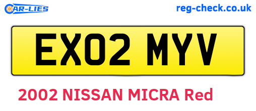 EX02MYV are the vehicle registration plates.
