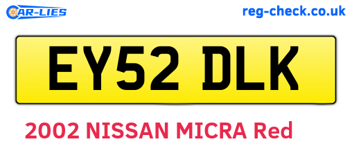 EY52DLK are the vehicle registration plates.